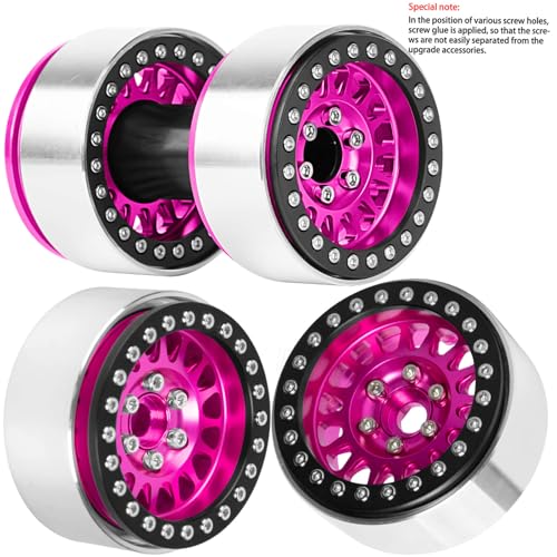RC 1.9 Dually Beadlock RC Wheel Rim for 1/10 SCX10 90046 AXI03007 TRX4 TRX6 VS4-10 Gen7 Gen8 MST CFX D90 RC Crawler,Aluminum 1.9 Dually Beadlock Wheels Rims w/Adjustable Offset (4PCS) Pink - color: Pink/Dually Beadlock