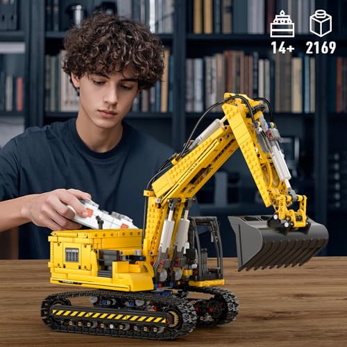 Mould King RC Construction Excavator Building Sets, 13112 Engineering Model Kits with APP Remote Control, STEM Construction Vehicle Sets for Adults & Teens 14+ (2169 Pcs) - style: Mechanischer Bagger 13112