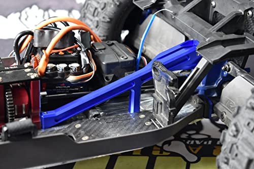 GPM Upgrades Aluminum 7075-T6 Rear Chassis Brace for 1/8 4WD Sledge Monster Truck (95076-4) RC Cars (Black)