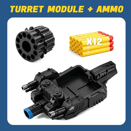 Blue Foam Dart Launcher Attachment for RC Toy Vehicle, Soft Foam Dart Shooter Replacement Module for Remote Control Stunt Car Toy, Kids RC Toy Accessory Spare Part - color: Blue & Foam Blaster