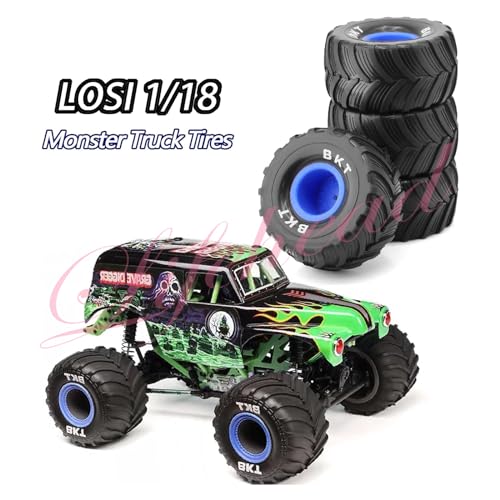 Lifehead 1/16 RC Monster Truck Snow Sand Tires for 1/12 1/14 1/16 RC Off Road Monster Truck TRAXXAS E-REVO SUMMIT Tamiya Losi HBX 16889 S1601/12mm Hex/OD 100mm - color: Blue