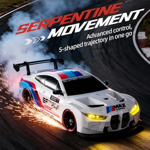 1:20 Scale 4WD RC Drift Car 2.4GHz Featuring LED Lights and Tyres Designed Specifically for Racing and Drifting, Comes with 2 Batteries Suitable for Beginners (Black) - color: 31-black