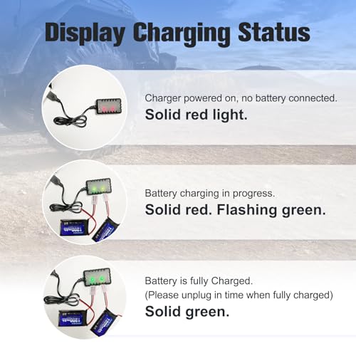 SCX24 Battery 7.4V Lipos 2S 35C(Burst 70C) 1200mAh Rechargeable Lithium Battery with PH2.0 Plug Compatible with Most 1/10, 1/16, 1/18, 1/24 Scale RC Cars Trucks with 1TO2 USB Charger
