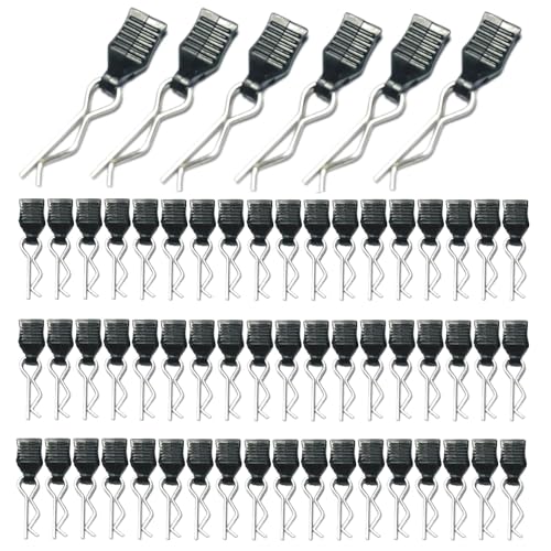 60PCS 1mm RC Body Clips with Pull Tabs for All 1/12 1/14 1/16 1/18 Scale Hyper go,Redcat Traxxas HPI Himoto HSP Exceed RC Car Body Clips,for SCX24 TRX4M H165 RC Car Truck Buggy Parts