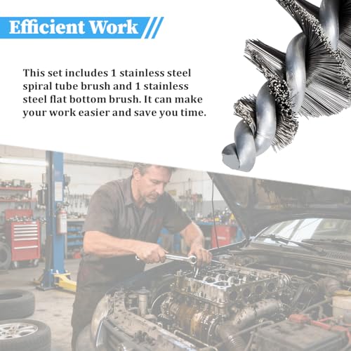 2PCS Injector Sleeve Cup Bore Seat Cleaning Brush Kit, Steel OEM# AP0084 AP0085 3252 Vehicle Fuel Brush with Handle, Auto Replacement Accessory, Compatible with T444E DT466 VT365