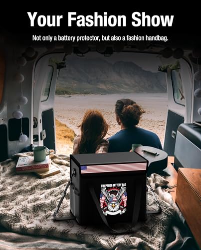 12V 50Ah LiFePO4 Lithium Battery Fireproof Safe Bag with Shoulder Strap, Large Capacity Explosion-Proof Container LiPO Guard Protective Case Waterproof Storage Box(9.4x6x8.5 Inches) - size: 9.4x6x8.5 Inches