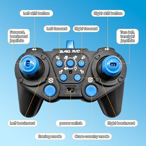 Gesture Sensing RC Stunt Car - Boys Toys Age 6-12, 4WD Hand Controlled Remote Control Drift Twist Offroad 360° Rotation Car with Light & Music, Cool Birthday Presents and Ideas Gifts for Kids Blue - color: Blue