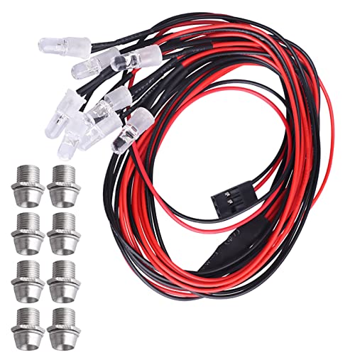 8 LEDs 5 mm LED Light Headlights Taillight Kit Accessories Compatible with Traxxas Arrma Redcat HSP Tamiya Axial SCX10 Losi RC Car Truck Tank Crawler Body Shell