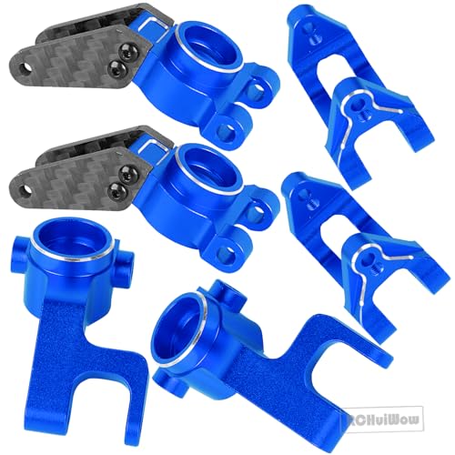 RC Upgrades Part for 1/10 Gorgon 2WD RTR Brushed Monster Truck(ARA3230T1),Aluminium Alloy Suspension Arms & Caster Block C Hub & Steering Blocks & Rear Stub Axle Carriers,Navy Blue - color: Navy Blue(1set)