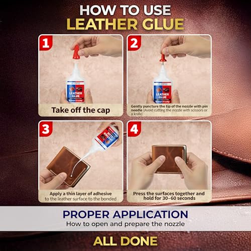 Adhesive Guru Leather Glue (4x0.7 oz) Super Glue for Purses, Sofas and Furniture Repair, Ideal for DIY, Upholstery and Leathercraft. Waterproof, Compitable with Aerosol Accelerator - 4 Pack - size: 4 Pack, style: Leather Glue