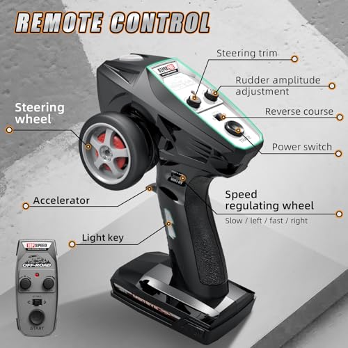 YESHIN 1:18 All Terrain RC Car for Adults, 36KM/H High Speed RC Monster Truck, 4X4 Waterproof Remote Control Car with Two 7.4V 1500mAh Rechargeable Batteries
