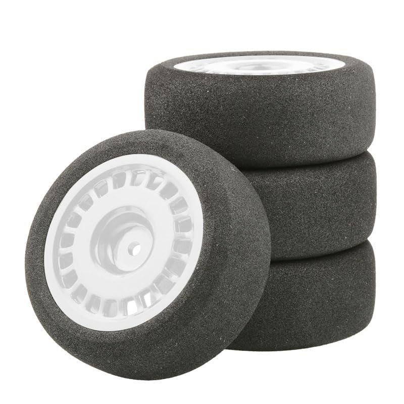 RC Tires and Wheels, Offset 3mm 1/10 Scale RC On Road Touring Car 12mm Hex Wheels Rim and 68mm/2.68" EVA Sponge Tires for 1/10 RC On Road Car Accessories (Color : 1 Set White) - color: 1 Set White