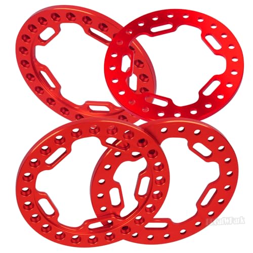 Metal 1.9 Beadlock Wheels Replacement Ring for 1/10 TRX4 SCX10 90046 90047 Crawler RC Car,4Pcs RC 1.9 Beadlock Wheels Replacement Ring,Red - color: Red - (Beadlock Ring)