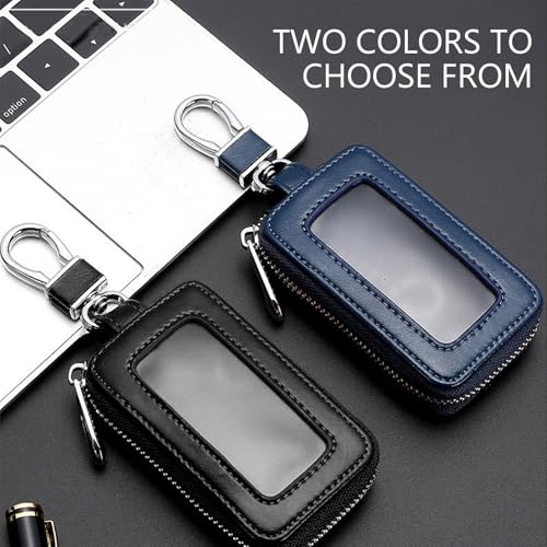 1 PC Car Key Chain Bag, Metal Hanging Buckle Key Bag, Car Remote Control Bag, Universal for Most Cars (Royal Blue)