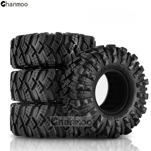 1.9 Crawler Tires RC Soft Rubber Mud Slingers Tyres For 1/10 Scale RC Rock Crawler Car Traxxas TRX4 Axial SCX10 II RC4WD D90 D110 TF2 Tamiya CC01 Gen8 1.9 inch Beadlock Wheels Rims 4PCS