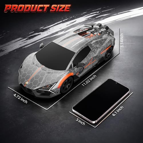 RC Drift Car, 1:16 Remote Control Car 2.4Ghz High Speed RC Cars 4WD Racing Sport Toy Cars with LED Lights, Spray, Drifting Tires, 2 Batteries for Kids Boys Girls Adults Birthday Christmas - color: Silver