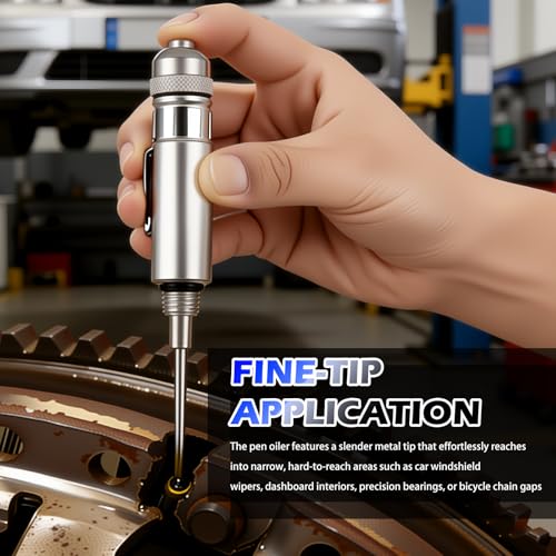 Car Precision Oiler Pen,Aluminum Pen Oiler with Solid Needle & Pocket Clip,Portable Leak-Proof Oil Applicator Car Accessories for Automotive Parts/Machine Maintenance