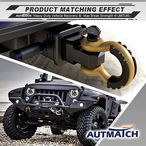 AUTMATCH 3/4" D Ring Shackles (2-Pack) - 41,887 lbs Break Strength | Heavy Duty Clevis Shackle with 7/8" Pin & Isolator Washer Kit for Tow Strap, Winch, Towing & Off-Road Vehicle Recovery, Gold - color: Gold & Black