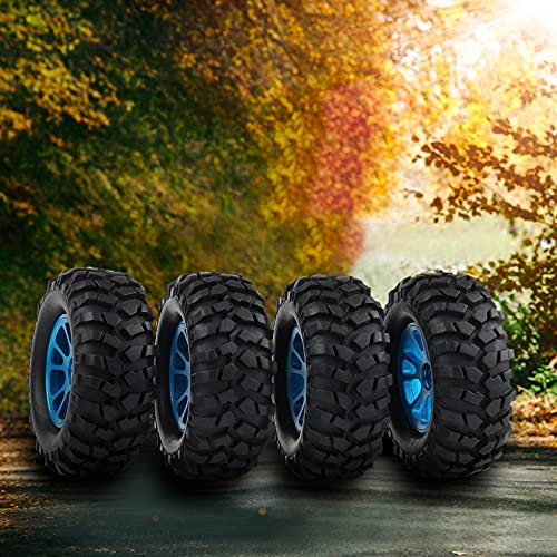 Blue Aluminum 12mm Wheel Rim & 96mm Crawler Tires, Pack of 4 | Lock Nuts Included, For 1:10 RC Rock Crawler Truck, Compatible with Tamiya CC01 F350, Compatible with RC4WD D90 TF2 - color: Blue