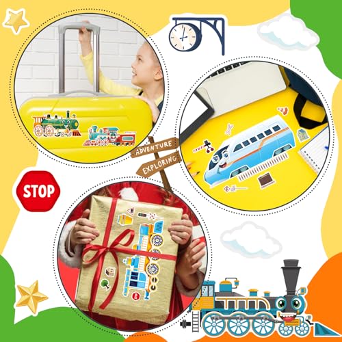 Make-a-face Sticker, Make Your Own Train Mix and Match Stickers | 24 Sheets Train Stickers DIY Crafts Party Supplies School Activity Reward Birthday Gifts for Kids - style: Train
