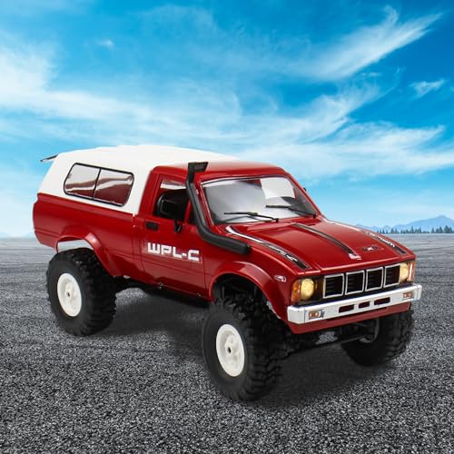 Losbenco RC Crawler 1/16 Scale RC Rock Crawler, WPL C24 All Terrain RC Car RTR 4x4 Off-Road Remote Control Trucks with LED Lights and Two Batteries for Kids and Adults
