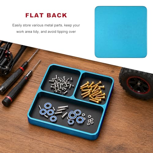 Magnetic Parts Tray, Aluminum Alloy Auto Repair Screws and Parts Organizer, Magnet Hardware Holder Tray for Car RC Repair Phone Electronics Maintenance, Car Accessories (Blue) - color: Blue