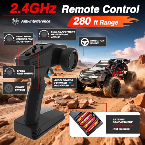 KGF 1:18 Scale All Terrain RC Cars for Adults,High Speed Remote Control Car | Fast RC Cars for Boys Age 8-1,2.4GHz 4WD Off Road Monster Truck, 4X4 Fast Drift Wheel RC Truck with 2 Rechargeable Batteries - color: White