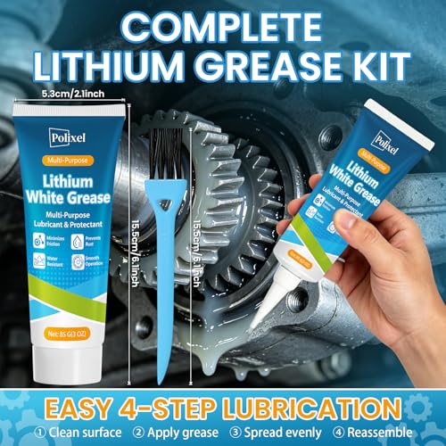 White Lithium Grease – Multi-Purpose Grease for Car Door, Hinges, Bearings, Gears, Sliding Track Auto Grasa De Litio, Rust & Waterproof Lubricant for Marine, Industrial & Household Use 3oz/85g