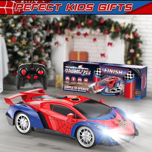 Growsland Remote Control Car for Kids, RC Cars for Boys Kids 1:18 Electric Vehicle Toy Car Hobby Racing Car Toys with Lights & Controller, Birthday Gift for 3 4 5 6 7 8 9 Year Old Boys Girls - color: Red