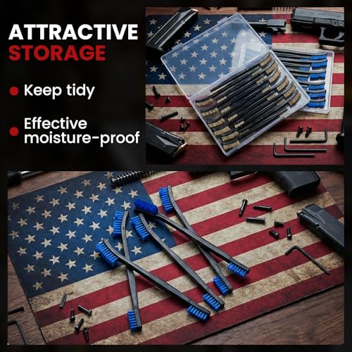 Gun Cleaning Brushes, 6 Double-Ended Gun Brushes, Blue | Reusable gun cleaning supplies for firearm cleaning, gun maintenance, pistols, rifles, and shotguns. - color: Blue