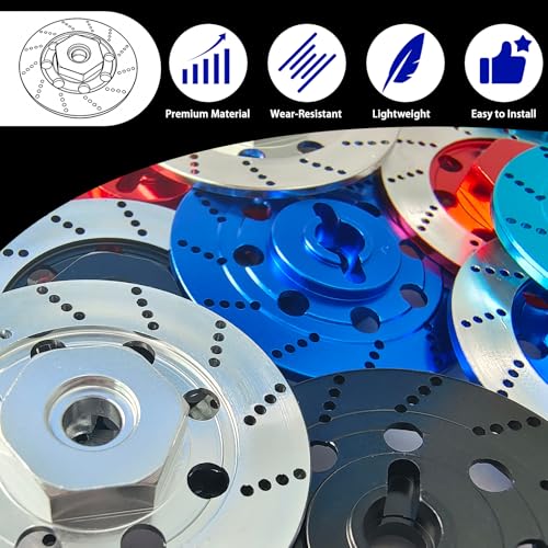Brake Discs with 12mm Hex Hub for Tamiya Sakura D4 1/10 Scale RC Cars - Aluminum Alloy Upgrade Kit for Drift, On-Road RC Car - CNC Machined Performance Part with Anodized Finish Sky Blue - color: Sky Blue