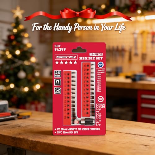 Premium 25-Piece Allen Key Drill Bit Set - Durable Allen Wrench Bits with Strong Magnetic Tips, SAE & Metric Hex Keys - style: 25 PCS 1" Hex