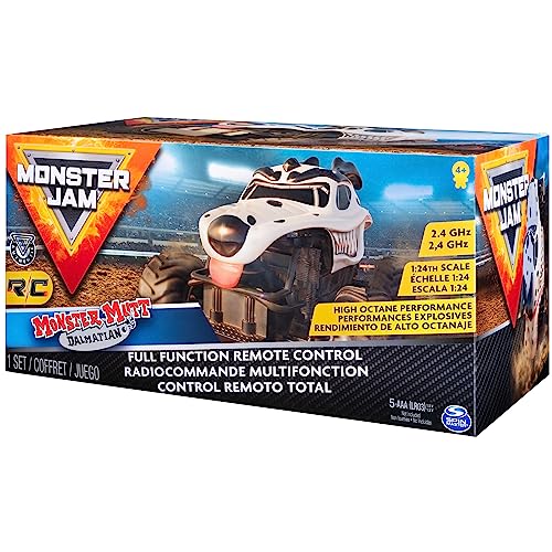 Monster Jam, Official Monster Mutt Dalmatian Remote Control Monster Truck for Boys and Girls, 1:24 Scale, 2.4 GHz, Kids Toys for Ages 4-6+ - style: Mutt Dalmatian