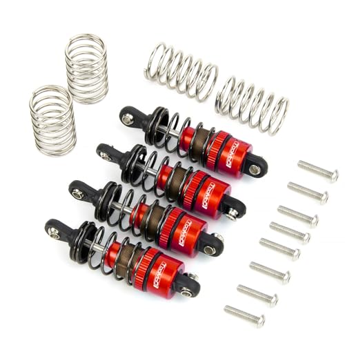 1/10 55MM RC Oil filled Shock Absorbers kit for Tamiya TT-01 TT-02 WR-02 M05 M06 TA05 1:10 On Road Car Upgrades Replace Parts (Red) - color: Red