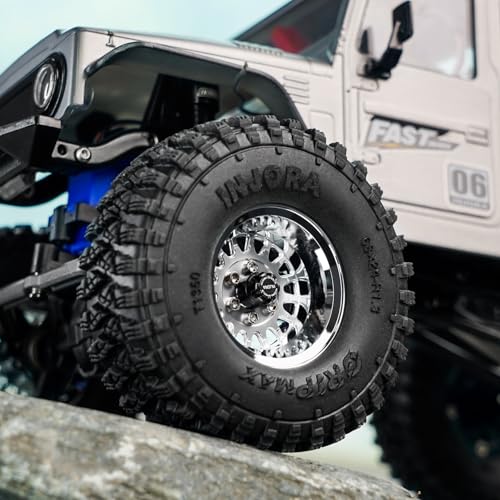 INJORA ModuWheel 1.0" Aluminum Beadlock Wheels Negative Offset -4.4mm for TRX4M SCX24 1/18 1/24 RC Crawlers(Silver) - color: Silver