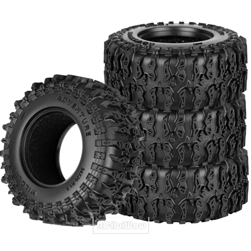 1.3" RC Crawler Tire Skins,Multi-Terrain Soft Sticky Rubber Tires(64 * 26mm) for TRX4 SCX24 FCX24 Ascent-18 1/18 1/24 Off-Road RC Car Upgrade Parts,4PCS (Style B) - style: StyleB(4PCS)
