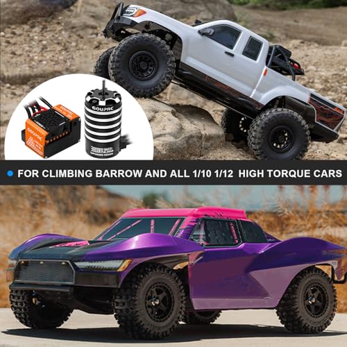 GOUPRC BL3665 3800KV Brushless Motor Shaft 3.175mm Diameter with Upgrade Gen-2 60A Brushless ESC Electric Speed Controller Combo Set for 1/10 1/12 RC Car Truck - color: Orange 60a & 3800kv