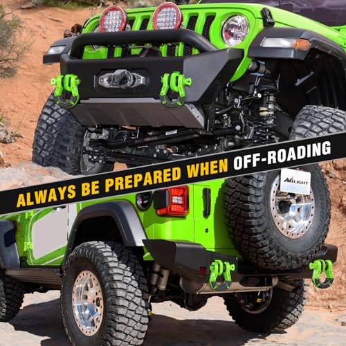 Nilight Mega D-Ring Shackles, 3/4" Heavy Duty Recovery Tow Shackle | 7/8" Screw Pin, 2Pcs Green, 68,000 lbs Break Strength(17,000 lb WLL), Forged Steel, Off-Road Recovery, Fits Tow Strap Winch - color: Green 3/4" 31 Ton 2 Pack, size: Shackle