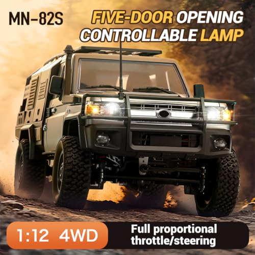 1/12 RC Crawler MN-82S LC79, 2.4GHz RC Truck 4x4 with LED, Hobby Grade RTF Toy Vehicle Gifts(Black) - color: Black
