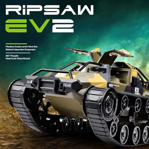 1:12 RC Tank Remote Control Tank Off-Road RC Truck 4WD RC Crawler 360°Rotating Drifting Car with 2 Batteries - color: Yellow, size: 1:12