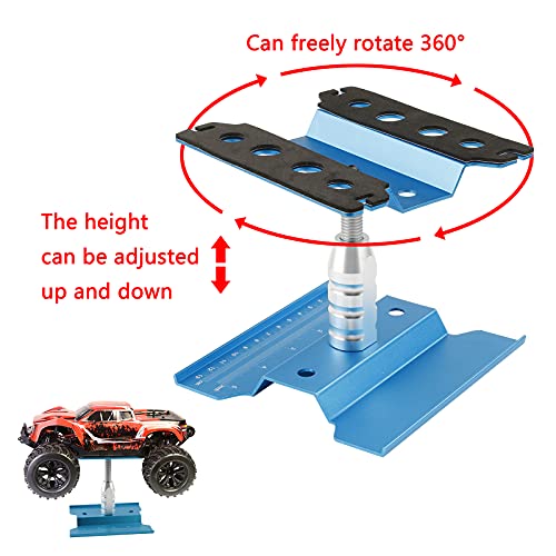 Aluminum Alloy RC Car Work Stand RC Repair Stand for 1/8 1/10 1/12 1/16 1/18 Buggy Truck Crawler On Road Touring Cars with Wheel Nut Wrenches, Blue - color: Blue