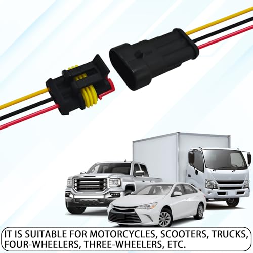 3 Pin 18 AWG Waterproof Electrical Wire Connector Kit, Push-in Quick Wire Connector with Male/Female Plugs & 10cm Pigtails, 1.5mm Series Terminal Plug for Car, Truck, Boat (5 Pack) - size: 3 Pin-5pack
