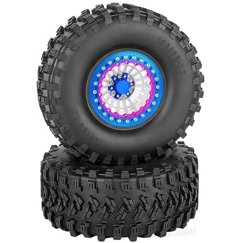 RC Aluminum 2.2”Beadlock Wheel Tires Set for 1/10 RC Crawler Car,TRX6 TRX4 SCX10 II III 90046 D90 Gen8 MST CFX VS4-10,RC Wheels 2.2 Beadlock Wheel Rims,(4PCS) Silver - color: Silver -(Rc Wheels Tires)