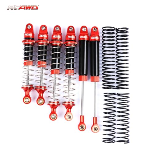 RCAWD Aluminum Shock Absorbers with Spare Springs Front Rear 6pcs for Losi 1/10 Baja Rey Hammer Rey U4 Upgrade Parts (Red) - color: red