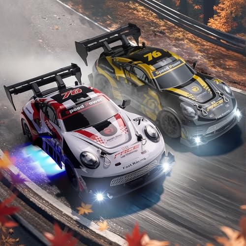 RC Drift Car, 1:24 Scale Remote Control Vehicle for Kids,2.4GHz 20KM/H 4WD High Speed RC Cars with LED Light, Two Batteries & Drifting Tires Racing Sport Toy Cars for Adults Boys Girls Kids 8603CY - style: 8603-Cyan