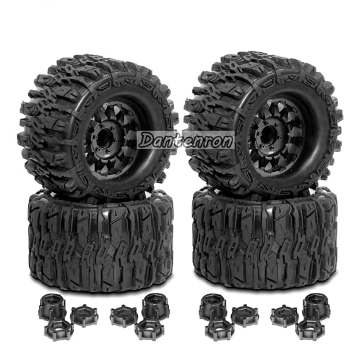 Dantenran 1/8 1/7 RC Monster Truck Tires OD 6.69" And Wheels 12mm 14mm 17mm Hex For 1:7 1:8 1:10 Off Road Truck Car Traxxas Maxx Tmaxx Summit ERevo 3.3 Arrma KRATON Notorious Outcast 6S Typhon 3S (L3)