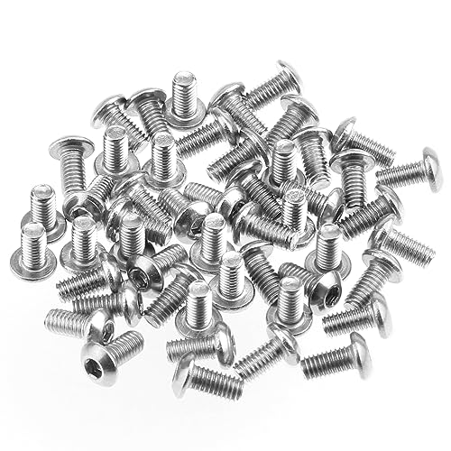 HELIFOUNER 100 Pieces M3 x 6mm, Thread Pitch 0.5mm, 304 Stainless Steel (18-8) Button Head Socket Cap Screws, Fully Threaded - size: M3 x 6mm