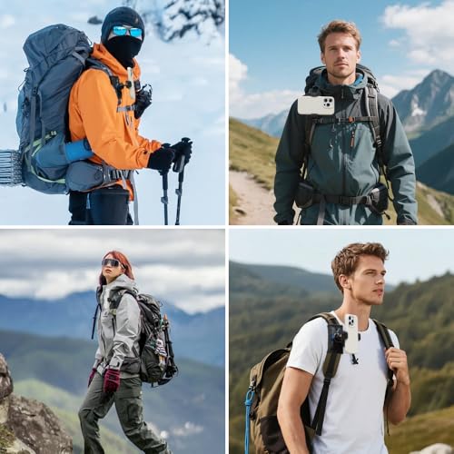 Backpack Mount Bag Shoulder Strap Clip Holder Attachment Compatible with iPhone 17/16/15 Pro Max/15/14/13/12, Samsung and More Phones (Black-01)