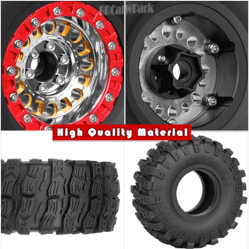 1.9 Brass Wheel Tires for 1/10 SCX10 SCX10 II 90046 SCX10 III AXI03007 SCX10 Pro TRX4 TRX6 Gen7/8 D90 VS4-10 MST CFX RC Crawler Car,1.9 Brass&Aluminum RC Off Road Wheels and Tires,Silver - color: Silver - (4pcs Wheel Tires)