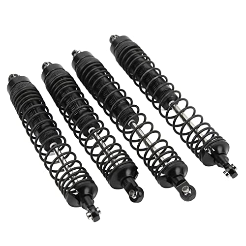 1/10 RC Shock Absorbers 150mm 135mm Aluminum Alloy 4mm Shaft 4-Piece Set, Adjustable Threaded Preload for Axial Ryft 4WD, OilFilled CoilOver Damping for Rock Crawling (Black) - color: Black